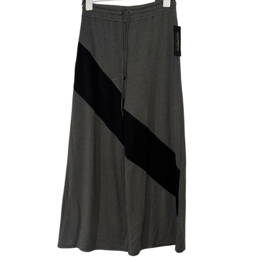 SENTIMENTAL NEW YORK GRAY AND BLACK WIDE LEG ELASTIC WAIST PANTS SIZE XL